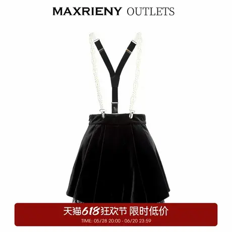 【奥莱】MAXRIENY可拆卸丝绒背带裤丝绒裤裙短裤商品大图