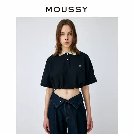 MOUSSY 通勤风复古条纹设计宽松短袖POLO领T恤女010GSL90-07图片