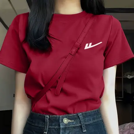 ZH回力短袖女t恤2025新款夏季纯棉正肩半袖宽松大码女小个子上衣商品大图