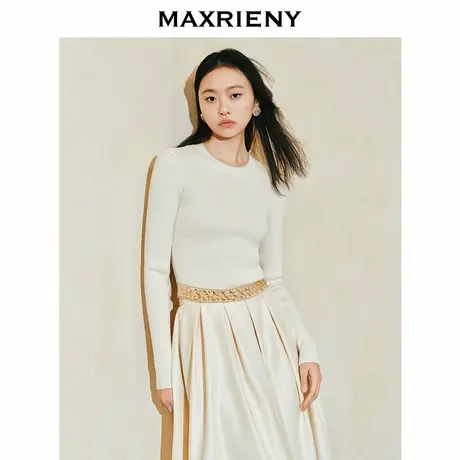 【奥莱】MAXRIENY钉珠套头针织衫修身上衣春商品大图