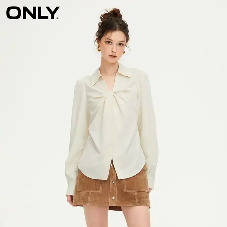 ONLY奥莱时尚气质百搭立体蝴蝶结泡泡袖衬衫女商品大图