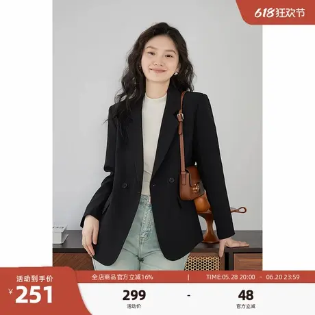 嘉茱莉西装外套女小个子西服2025春季新款一粒扣小西装设计感小众商品大图