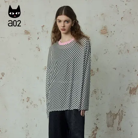 a02【轻奢ET无束】长袖T恤女2025新款夏季薄款法式显瘦气质上衣商品大图