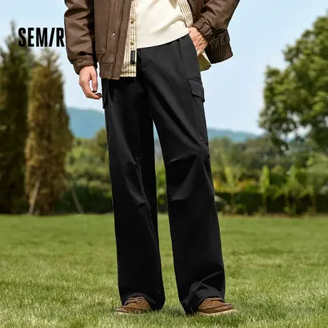 [商场同款]森马休闲裤男宽松直筒工装裤2024冬季新款情侣长裤纯色商品大图