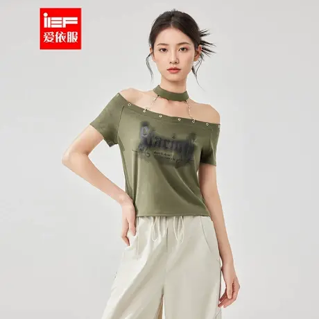 IEF/爱依服T恤2025夏季新款甜酷朋克辣妹小众设计感减龄女短上衣图片