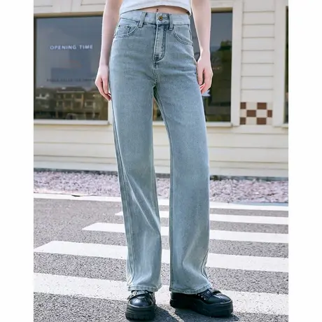 a02美式复古高腰休闲百搭女式牛仔裤2025春季经典款小个子直筒裤商品大图