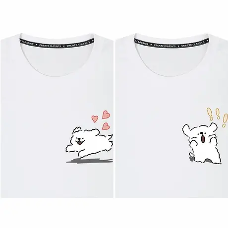 线条狗狗小狗子不一样的情侣装夏装高级感小众设计感超火短袖t恤商品大图