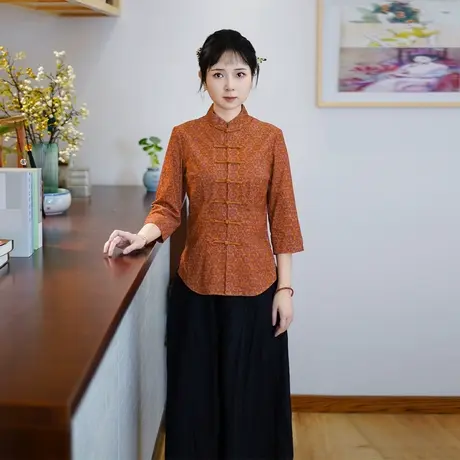 筠雅秋季新款中式盘扣上衣收腰显瘦唐装中国风新中式女装24J232图片