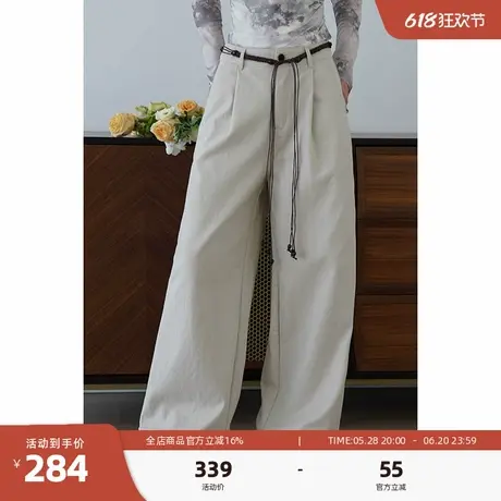 嘉茱莉复古高腰牛仔裤女2025春季新款长款宽松阔腿裤显瘦裤子长裤图片