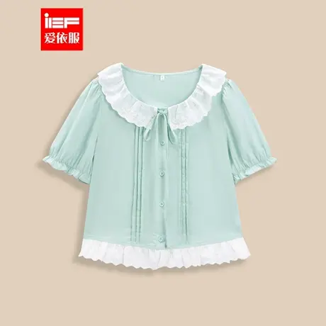 IEF/爱依服2025夏季新款法式甜美纯欲风减龄气质荷叶边设计上衣图片