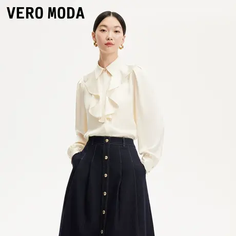 Vero Moda奥莱衬衫女2025夏季新款光泽感面料荷叶边上衣325105051商品大图