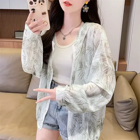 防晒衣女夏季2024新款韩版宽松大码女装冰丝薄款中国风开衫外套潮商品大图