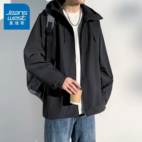 N5真维斯连帽外套男2025秋季新款户外潮流宽松男士春秋装休闲夹克商品大图