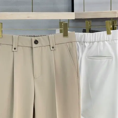 【抗皱可机洗面料】男士休闲西裤男装 意式双褶休闲裤九分裤子男图片