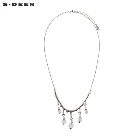 sdeer 圣迪奥 女装气质灰水滴玻璃珠长款项链S18284315图片
