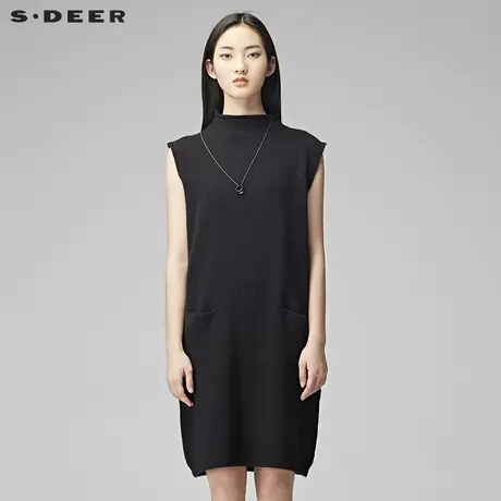 sdeer圣迪奥女装气质中高领无袖长款针织衫S17483588图片
