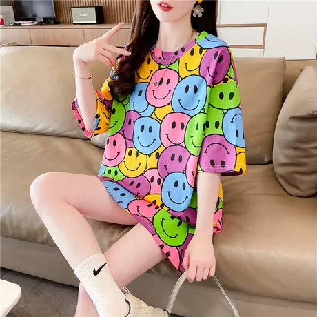 设计感小众短袖t恤女夏季韩版宽松大码女装胖mm中长款小个子上衣图片
