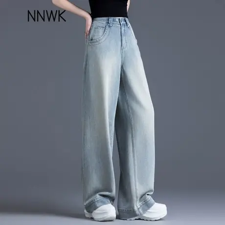 冰丝天丝软牛仔裤女夏季薄款2025年新款时尚潮流宽松直筒裤阔腿裤商品大图