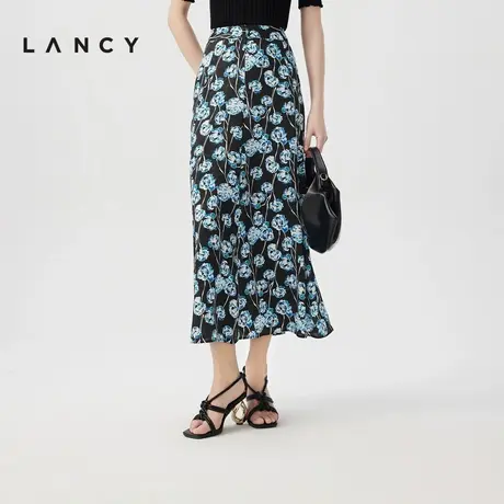 LANCY/朗姿2024夏季新款法式碎花A字半身裙女高腰长款显瘦印花裙商品大图