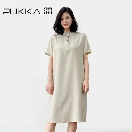 Pukka蒲牌100桑蚕丝简约通勤连衣裙女宽松原创设计真丝A型裙新款商品大图