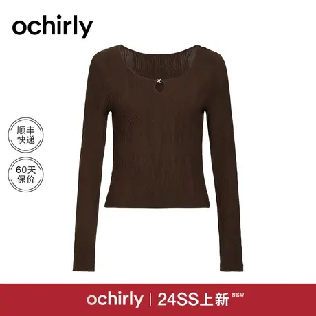 珠光闪纱针织衫女 欧时力肌理感上衣2024新款早春打底内搭修身图片