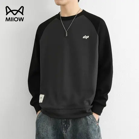 猫人拼色加厚卫衣男秋冬新款时尚宽松百搭韩休闲阔版加厚保暖上衣图片