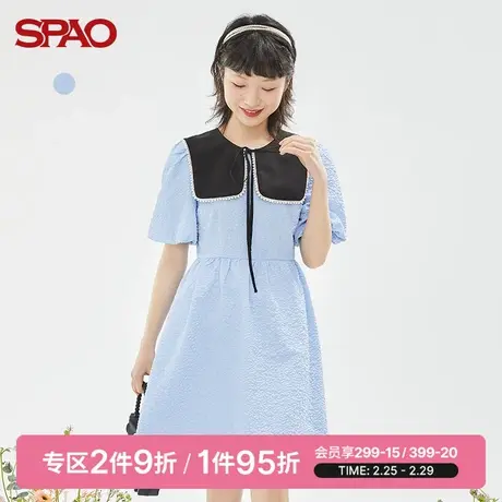 SPAO女士连衣裙夏季新款复古甜美领子可拆连衣裙SPOWC23S31商品大图