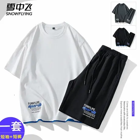 SNOW FLYING/雪中飞t恤男夏季跑步透气速干衣薄款男运动圆领套装图片