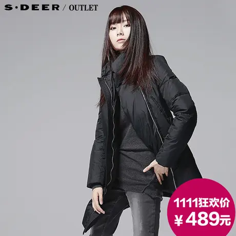 【🚨新品】🚩sdeer圣迪奥专柜正品女装冬装立领拼接长款羽绒服3482475商品大图