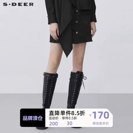 S·🛐DEER圣迪奥女装个性时尚撞色印花牛仔A字短裙S21381305图片