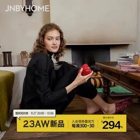 【轻盈泡泡纱】JNBYHOME江南布衣秋冬新品家居服长袖立领收腰套装图片