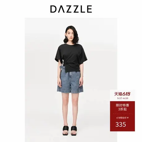 DAZZLE地素奥莱牛仔短裤春夏装高腰宽松A字阔腿休闲裤女图片