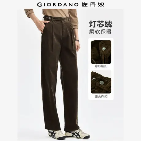 佐丹奴裤子女装纯棉灯芯绒可调节腰梭织休闲长裤 05414673商品大图