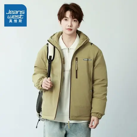 E5真维斯男款冬季 痞帅时尚宽松保暖舒适连帽棉衣外套男图片