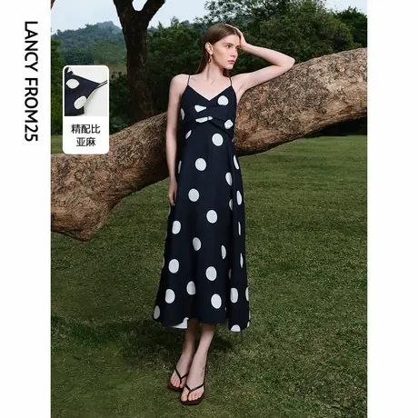 朗姿法式波点吊带收腰显瘦气质高级感裙子2024夏季新款连衣裙女装图片