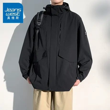 N5真维斯工装连帽外套男2025秋季新款潮流宽松男士春秋装休闲夹克图片