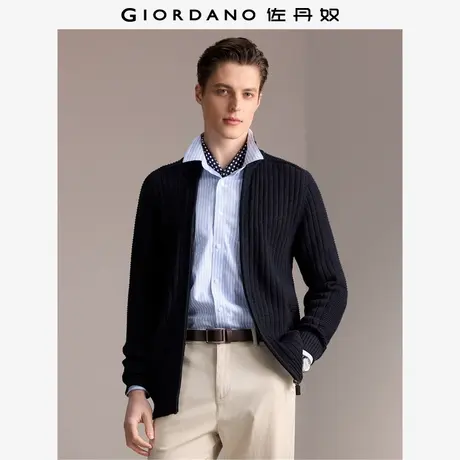 佐丹奴针织衫男装加厚立领毛织开胸针织衫外套 01054783图片