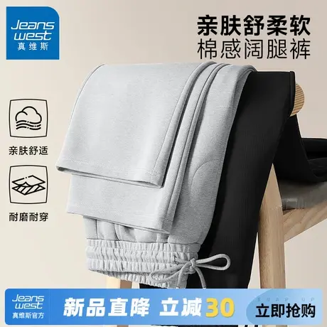 GV真维斯男士休闲裤春秋青少年潮牌运动灰色卫裤垂感纯色裤子男C商品大图