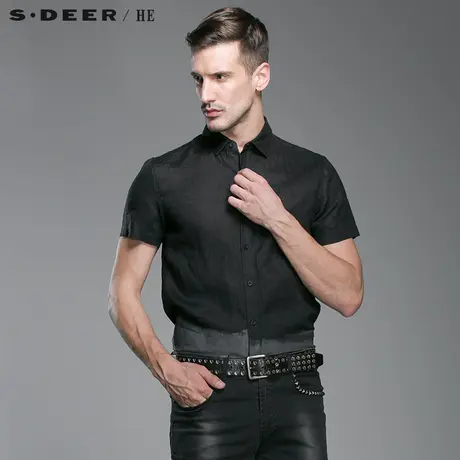 S.Deer/He【惠】 圣迪奥艺术感涂层男士衬衫H14270451图片