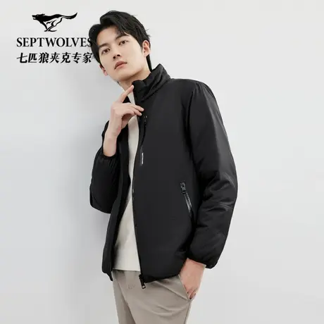 七匹狼双面穿短款羽绒服男士2025秋冬季新款立领保暖加厚外套男装图片