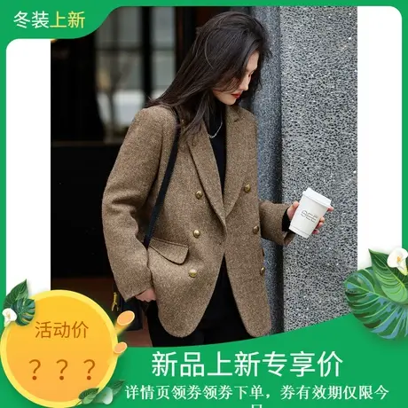 时尚气质羽绒西服2023年冬季新款女翻领职场高级感商务风厚款外套商品大图