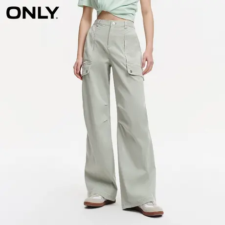 ONLY奥莱夏季百搭休闲高腰口袋阔腿工装休闲裤女商品大图