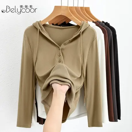连帽打底衫长袖卫衣春秋薄款外穿休闲T恤小个子内搭叠穿帽衫上衣商品大图
