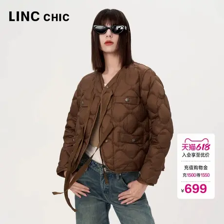 LINC金羽杰羽绒服女款2024新款短款芭蕾感轻薄羽绒服女Y24801157图片