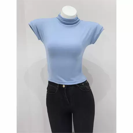 半高领显胸性感辣妹短袖t恤女收腰紧身夏季新款韩版经典内搭上衣商品大图