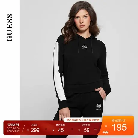 GUESS女士百搭运动休闲撞色连帽卫衣-V4YQ02KCDN0商品大图