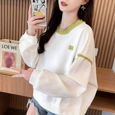 设计感小众卫衣女2024新款春秋季韩版宽松薄款小个子短款上衣外套图片