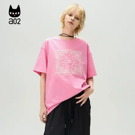a02【ET自然系列】甜美风粉色短袖T恤女2025年夏季新款设计感上衣图片