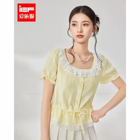 IEF/爱依服2025夏季新款日系甜美少女风可爱减龄百搭蕾丝边上衣商品大图