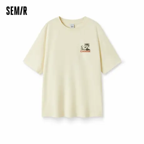[商场同款]森马短袖T恤女中长款设计感印花2024新款宽松夏装复古图片